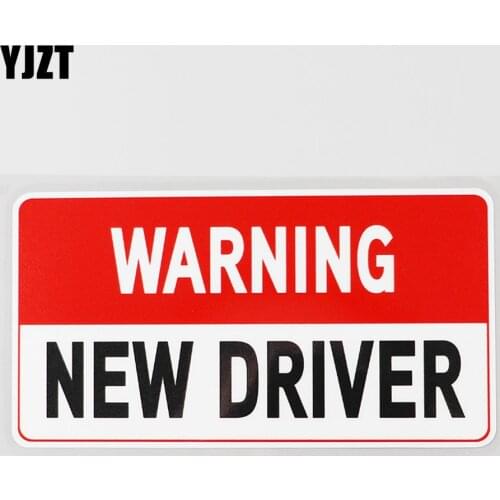 YJZT 14.2CM×7.3CM Warning Beginner Driver Decal PVC Car Sticker 12C-0253
