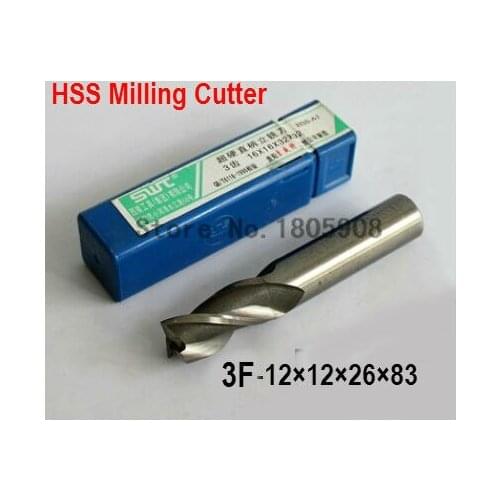 Free delivery 3 slot 5PCS M12.0 high speed steel straight shank vertical milling cutter milling cutter of end milling cutter