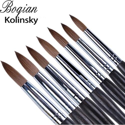 BQAN #2-#22 100% Kolinsky Sable Acrylic Nail Brush Nail Art Brush Wood Handle Gel Builder Manicure Brush Drawing Tools