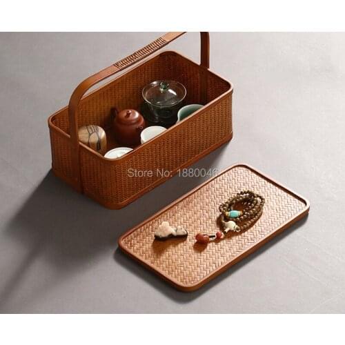 36x21x25cm Tea box, bamboo knitted tea set, traveling tea set, tea cup, bamboo air basket and suitcase