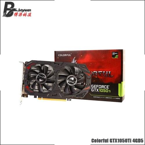 Colorful GeForce GTX1050Ti 4GD5 GTX 1050Ti 14nm 4G GDDR5 128bit 75W DVI HDMI DP Support AMD Intel Desktop CPU Motherboard