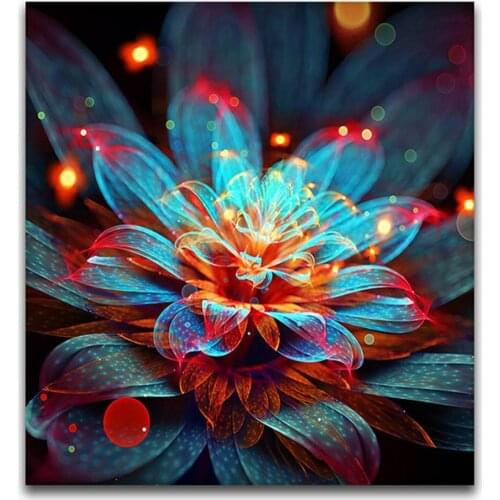 Colored Flowers DIY 11CT Cross Stitch Embroidery Kits Needlework Craft Set Cotton Thread Printed Canvas Home Room