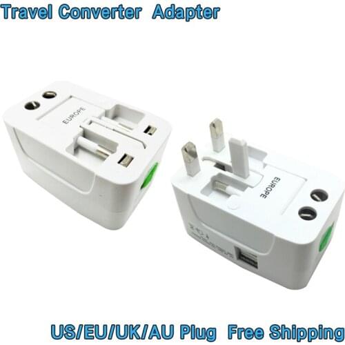 Travel AC Power Plug Converter Electric Sockets Converter Adapter AC100-240V Universal Sockets with USB Charging5V 1000ma 1A