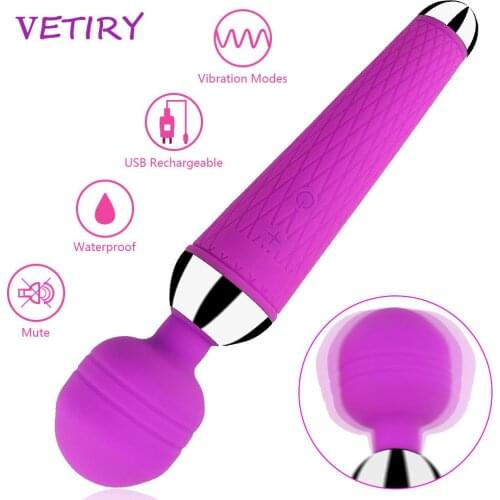 VETIRY Dildo Vibrator 10 Speed Powerful Magic Wand G-spot Massage Clitoris Stimulation Sex Toys for Women Waterproof