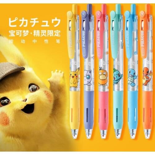 6 pcs Pokemon Pikachu Gel Pen Student Press Black Core 0.5mm Cartoon Cute Ballpoint Pen for School Stationery Office Writing Pen
