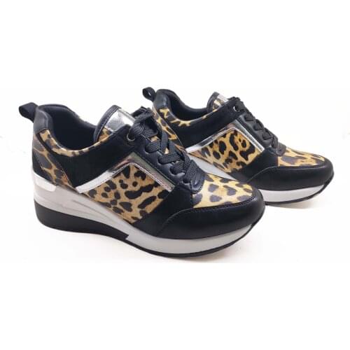 Leopard Thick bottom sneakers platform flats women fashion shoes casual outdoor shoes comfortable sneakers with leather insole