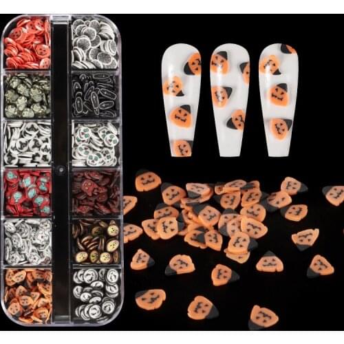 Nail Art Slice Assorted Halloween Designs Polymer Clay Nail Decoration Slice For Slime Nail Art Festival Decoration For Women