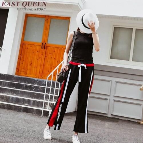 Fashion women pants 2018 new arrival white striped pants loose casual drawstring women summer pants elastic waist NN0230 YQ