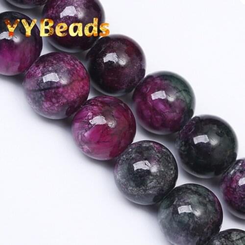 Natural Tourmaline Jades Beads Red Chalcedony 6mm 8mm 10mm 12mm Loose Charm Beads 15" For Jewelry Making DIY Bracelets Earrings