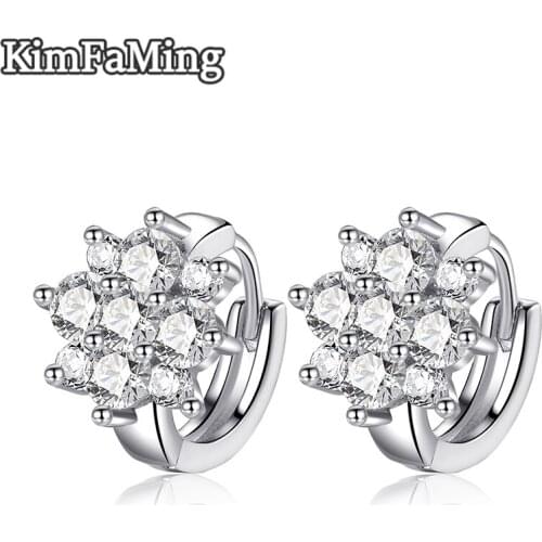 Small Acute Flower Clip Earrings for Young Girls in Sterling CZ Fashion Jewelry Birthday Gift CLE010