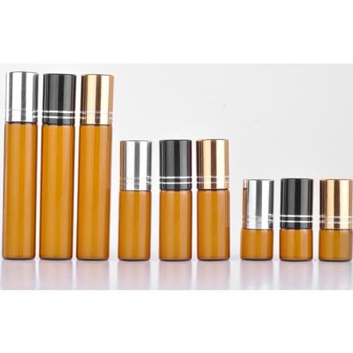 Wholesale 100 Pieces 5ML Mini Brown Glass Refillable Perfume Bottle With Aluminum Cap Empty Portable Essential Oils Case