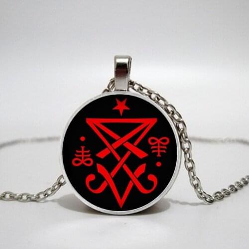Lucifer Satan Pendant Necklace Bronze Mystery Seal Cheap Necklace Round Geometry Simple Necklace