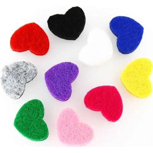 Heart Shape 20pcs/Lot Colorful Aroma 16mm Felt Pads Fit For 25mm Essential Oil Diffuser Perfume Locket Jewelry Findings