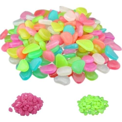 Practical 100Pcs Glow In The Dark Stones Pebbles Rock Aquarium Fish Tank Garden Walk Decor