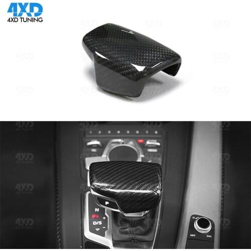 A4 B9 Carbon Fiber Gear Shift Knob For Audi Q7 2016 2017 2018 2019 A5 2017 S4 S5 2018 Shift Handle Cover car sticker
