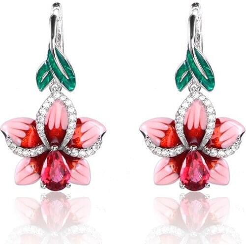 S925 Sterling Silver Diamonds luxury Earrings for Women Ethnic Plant Fine Jewelry 925 Silver Earrings Engagement Earrings Women
