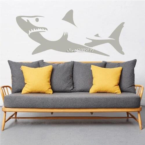 Most Popular Home Decor Truculent Great Shark Wall Sticker Living Room Kids Room Decorative Vinyl Removable Wall Decor SA738