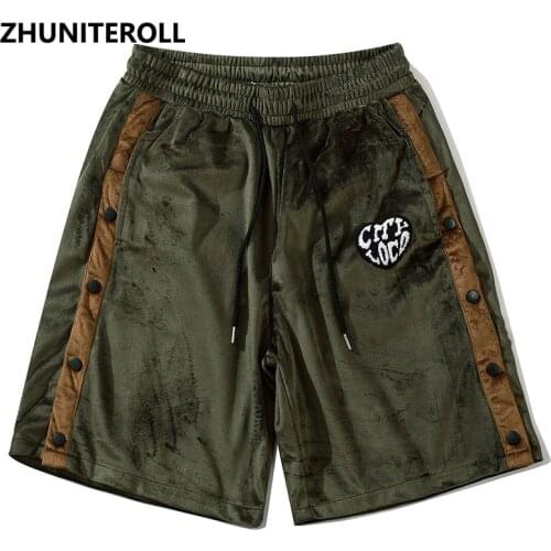 Lamb Wool Kanji Shorts Men Side Button Elastic Shorts Streetwear Hip Hop Harajuku Jogger Shorts Summer Track Short Sweatpant