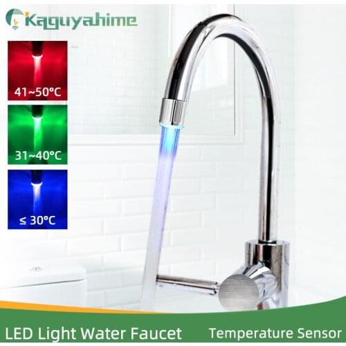 Kaguyahime LED Faucet Light Temperature Sensor Temperature Shower Tap Basin Water Nozzl Different Colorful Color Tap Shower