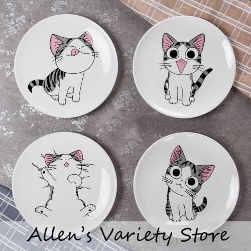 Cute cat Cartoon Dessert Spaghetti plate Ceramic soup plate steak fruit dish Child dishes Porcelain Tableware Platter China