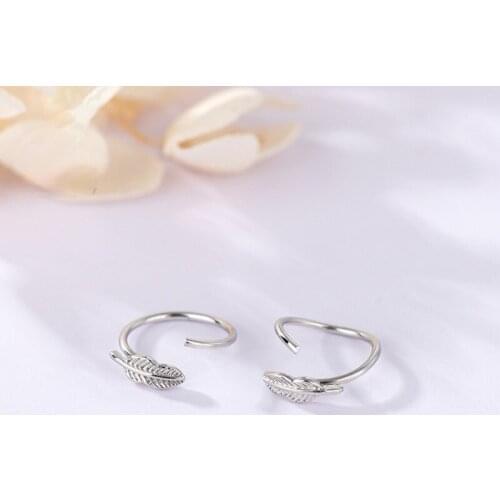 Retro Punk Feather Earrings Fashion Simple Men Women Silver Plated Earrings Trend Hip Hop Men Women Street Party Jewelry