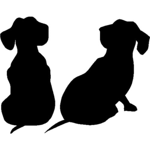 HotMeiNi 13*10cm Dachshund Puppies Dog Decals vinyl Car sticker For SUV Truck Boat Bumper Home Wall Black/Sliver