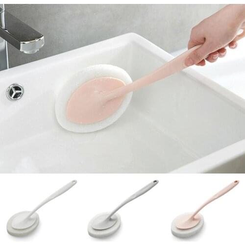 Magic Sponge Diy Cleaning Sponge Long Handle Brush For Dishwashing Kitchen Toilet Bathroom Wash Cleaning Tool Accessory