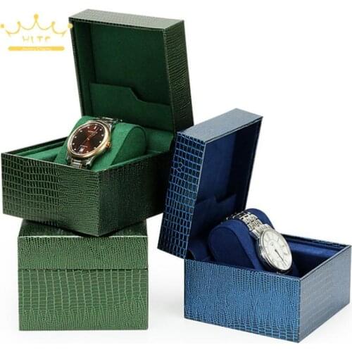 High-End Watch Packaging Box Lizard Grain Leather Filled Paper Watch Packaging Gift Box Clamshell Watch Storage Display Box