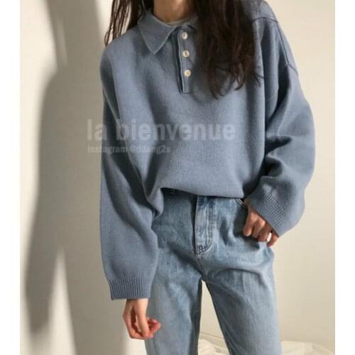 Women Autumn Winter Oversized Sweater with Buttons Knitted Pullover Jumper Casual Loose Plus Size Pull Femme Hiver Truien Dames