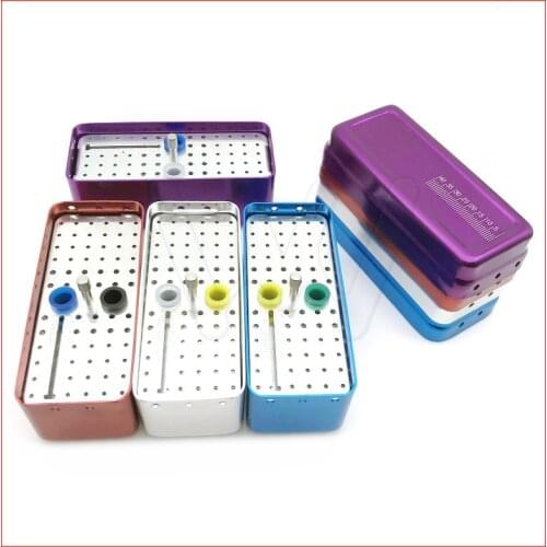 1pc Aluminum Dental Disinfection Box Autoclave Sterilizer Case Burs Endo Files Holder 72 Holes For Burs