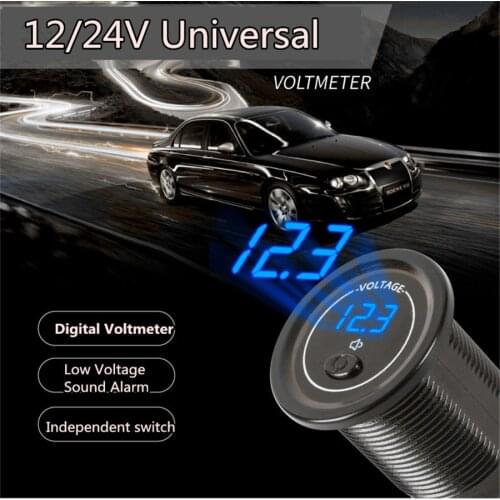 12-24V Blue LED Panel Digital Voltage Meter With Independent Switch for Car Boat ATV