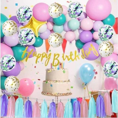 162Pcs Kids Mermaid Party Decors Rainbow Color Mermaid Tail Balloons Garland Arch Mermaid Theme Birthday Party Supplies Ballons