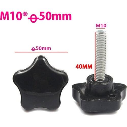 20pcs/LOT Black Bakelite M10x40mm Male Thread 5 Star Shaped Head 50mm Diameter Star Knob Grips Clamping Screw Knob M10XD50X40
