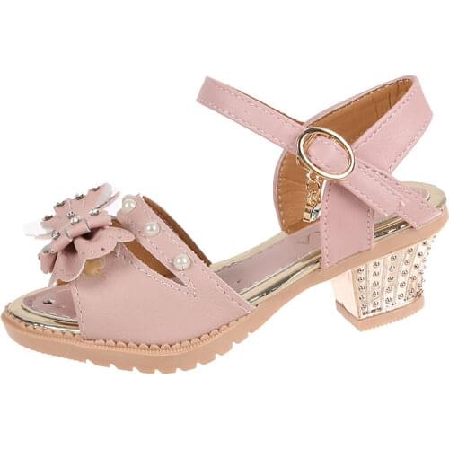 2021 Summer Girls Sandals Childrens Performance Shoes 4 Kids 5 girls 10 crystal high heel 12 princess shoes 11 Years Old