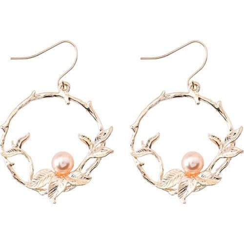 2021 New Elegant Big Circle Flower Earrings For Women Fashion Simulated Pearl Earrings Jewelry Oorbellen