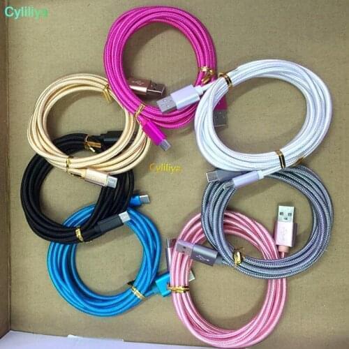 250pcs Fabric braided Thick cable micro 5pin cable OD5.0 V8 nylon usb data charger cable for samsung s4 s6 s7 htc lg sony