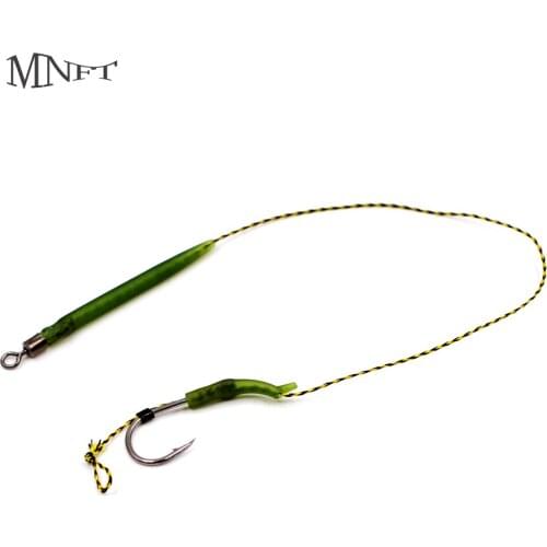 MNFT 4Pcs Carp Fishing Hook Link Ready Made Hair Combi 2# 4# 6# 8# Barbed Hooks Boilies Made Fishing Tackle