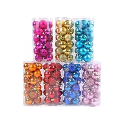 4CM/24PCS xmas Ornament Sublimation Decoration plastic Hanging Big Elegant Christmas Ball Set For Xmas Tree