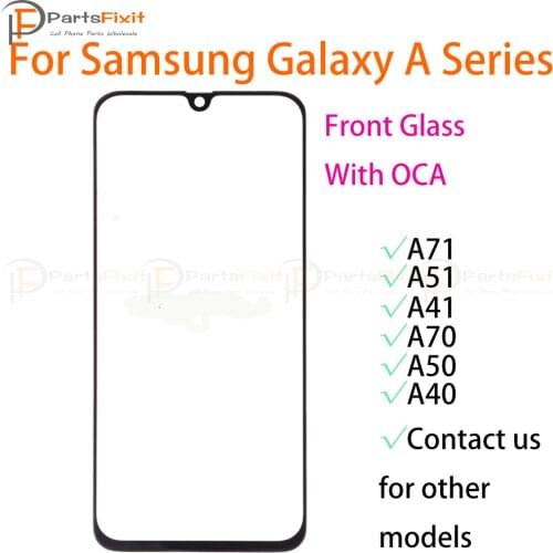 5pcs/lot Front Glass Lens for Samsung Galaxy A40 A41 A50 A51 A70 A71 LCD Display Outer Touch Panel Screen Glass Lens Replacement