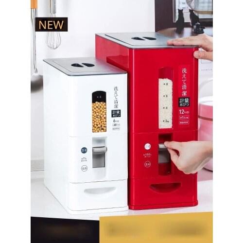 6kg/12kg Measurable Sealed Rice Bucket Storage Box Cereal Grain Bean Flour Storage Barrel Rice Moisture-Proof Bucket Home Supply