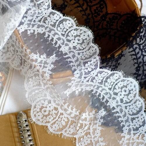 6M/Lot Bilateral embroidery eyelash lace fabric wide 16cm DIY wedding dress clothing sexy underwear lace trim accessories