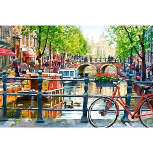 Full Square/Round Drill 5D DIY Diamond Painting "Amsterdam scenery" 3D Embroidery Cross Stitch 5D Rhinestone Home Decor Gift
