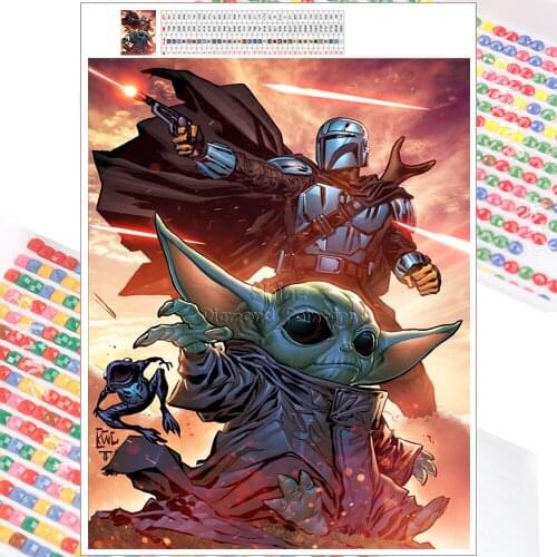 Full Square Round Diamond Painting Star Wars Mandalorian Yoda Cartoon 5D DIY Mosaic Set Embroidery Cross Stitch Home Decor Gift