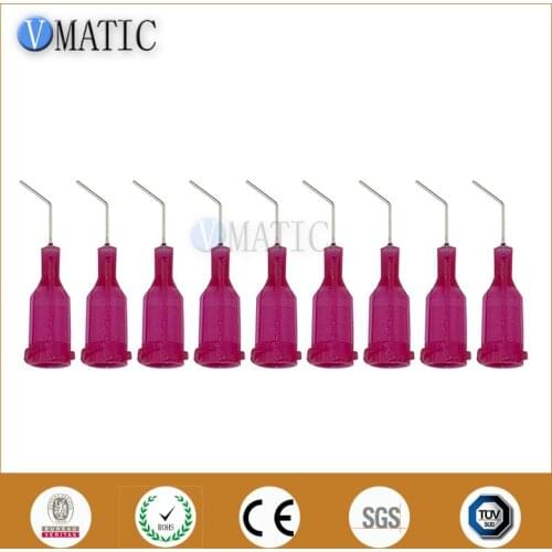 Free Shipping 100Pcs 25G Red 0.5" Tube Length 45 Degree Bent China Glue Syringe Needle Tip 1/2 Inch
