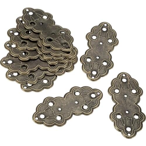 10Pcs Antique Bronze Wooden Box Decorative Protectors Corner Brackets for Photo Frame Embellishment Scrapbooking Menus 50*24mm