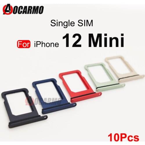 Aocarmo 10Pcs/Lot Sim Tray Holder For iPhone 12 Mini mini SIM Card Tray Slot Holder Adapter Socket Replacement Parts