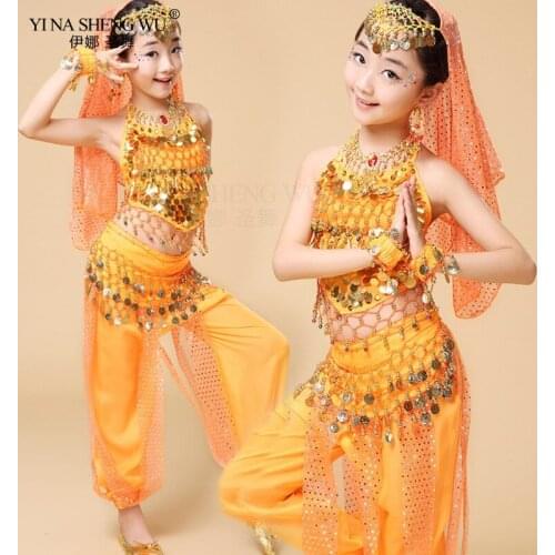Kids Belly Dance Costumes Set Oriental Dance Children Clothing India Child Bellydance Top and Pants Clothes Kids Indian Dress