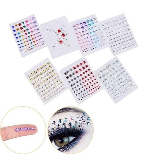 DIY Eyebrow Sticker Adhesive Crystal Glitter Face Body Art Jewels Festival Party Eye Stickers Tattoo Makeup Xmas Decor Hot