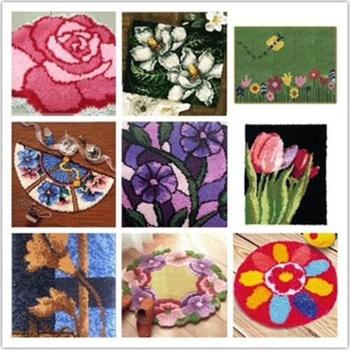 USA shipping Latch Hook Kit Rug Cushion Pillow Mat DIY Craft Flower Cross Stitch Needlework Crocheting Rug Embroidery