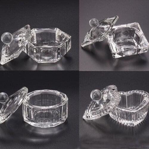Crystal Glass Dappen Dish Cup Holder Lid Bowl Acrylic Liquid Powder Container